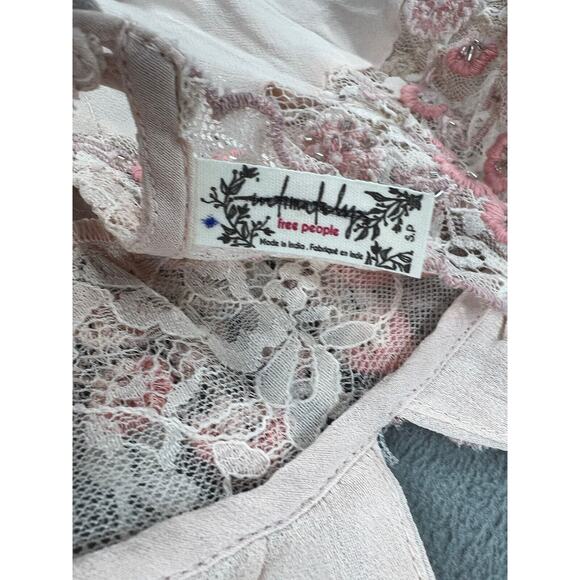 New Free People Midnight Magic Maxi Slip Dress Size Small Pink Beaded - Picture 13 of 15
